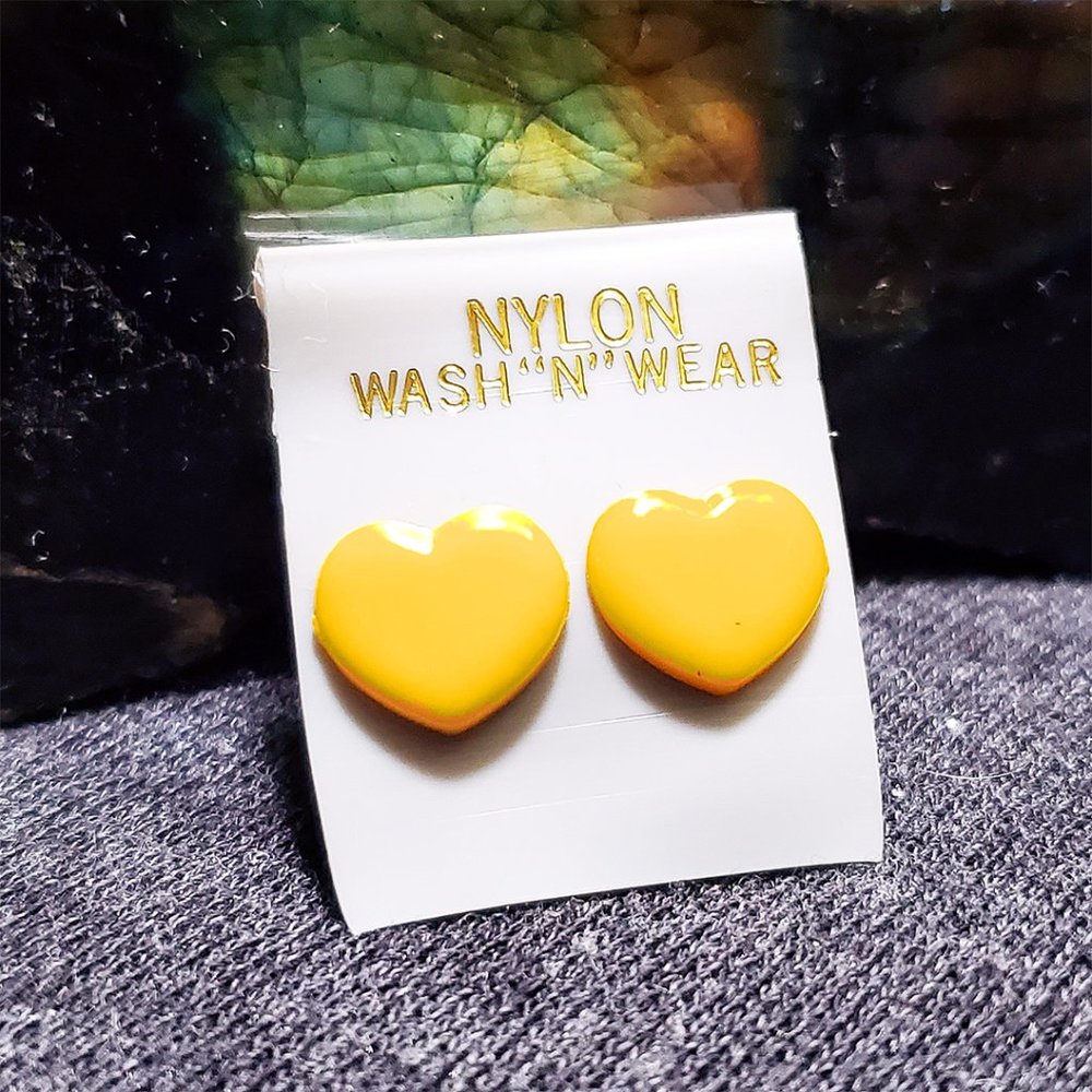 Vintage - Yellow Heart Nylon Earrings - NWT